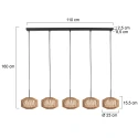 anne light & home Pendelarmatuur ROPEX 5-vlams E27 IP20, zwart dimbaar