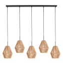 anne light & home Pendelarmatuur ROPEX 5-vlams E27 IP20, zwart dimbaar