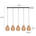 anne light & home Pendelarmatuur ROPEX 5-vlams E27 IP20, zwart dimbaar