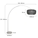 Steinhauer arc luminaire VELA LINO 1 flame E27 IP20, steel dimmable
