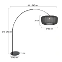 Steinhauer Booglamp VELA LINO 1-vlams E27 IP20, zwart dimbaar