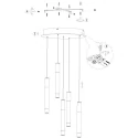 Steinhauer Pendelarmatuur ALISIO 5-vlams IP20, messing dimbaar