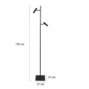 Mexlite floor lamp LUMO 2 flames IP20, black dimmable