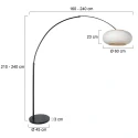 Steinhauer arc luminaire SILVA ALBA 1 flame E27 IP20, black dimmable