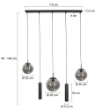 Steinhauer Pendelarmatuur BOLLIQUE 5-vlams E27 + GU10 IP20, zwart dimbaar