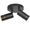 Plafondarmatuur DOWNLUME 2-vlams GU10 IP20, zwart dimbaar