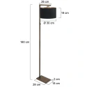 Steinhauer floor lamp STANG E27 IP20, dimmable
