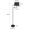 Mexlite Staande lamp BELLA 1-vlams E27 IP20, zwart dimbaar