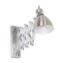 Wandarmatuur SPRING lang, met schakelaar, met stekker, instelbaar E27 IP20, staal geborsteld dimbaar