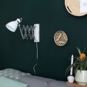 Steinhauer Wandarmatuur SPRING lang, met schakelaar, met stekker, instelbaar E27 IP20, wit mat dimbaar