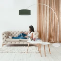Steinhauer Staande lamp SPARKLED LIGHT cilindrisch, met schakelaar, met lampenkap, met stekker, instelbaar E27 IP20, wit mat 