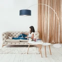 Steinhauer Staande lamp SPARKLED LIGHT cilindrisch, met schakelaar, met lampenkap, met stekker, instelbaar E27 IP20, wit mat 