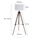 Mexlite Staande lamp TRIEK 1-vlams, met schakelaar, met lampenkap E27 IP20, hout, antiek 