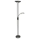 Staande lamp BIRON met schakelaar, met flexibele arm, met LED-spot IP20, staal geborsteld dimbaar