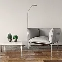 Mexlite Staande lamp BIRON met flexibele arm, met aanraakdimmer IP20, staal geborsteld dimbaar