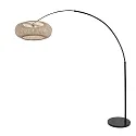 Steinhauer floor lamp SPARKLED LIGHT - IKARO ribbed, cylindrical, with switch, with shade, adjustable E27 IP20, black matt 