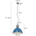 Steinhauer Pendelarmatuur BIKKEL - Ø 42CM 1-vlams, medium E27 IP20, donkerblauw dimbaar
