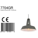 Mexlite Pendelarmatuur EDEN down, 1-vlams, rond E27 IP20, glanzend, grijs dimbaar
