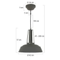 Mexlite Pendelarmatuur EDEN down, 1-vlams, rond E27 IP20, glanzend, grijs dimbaar