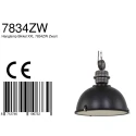 Steinhauer Pendelarmatuur BIKKEL - Ø 52CM 1-vlams, groot E27 IP20, zwart mat dimbaar