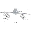 Steinhauer Spotlight bar NATASJA 2-vlams, Dim-To-Warm, instelbaar GU10 IP20, staal geborsteld dimbaar