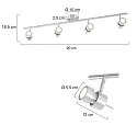 Steinhauer Spotlight bar NATASJA 4-vlams, lang, Dim-To-Warm, instelbaar GU10 IP20, staal geborsteld dimbaar