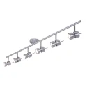 Steinhauer Spotlight bar NATASJA 6-vlams, lang, Dim-To-Warm, instelbaar GU10 IP20, staal geborsteld dimbaar