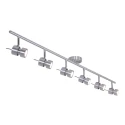 Steinhauer Spotlight bar NATASJA 6-vlams, lang, Dim-To-Warm, instelbaar GU10 IP20, staal geborsteld dimbaar