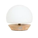Steinhauer table lamp ANCILLA round, short, with touch dimmer G9 IP20, beech, natural colour dimmable