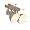Mexlite Plafondarmatuur GEARWOOD 2-vlams, instelbaar E27 IP20, groen, glanzend dimbaar