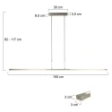 Steinhauer Pendelarmatuur ZELENA / 155CM up down, CCT Switch, instelbaar, met aanraakdimmer IP20, staal geborsteld dimbaar