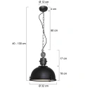 Steinhauer Pendelarmatuur BIKKEL - Ø 32CM 1-vlams, klein E27 IP20, zwart mat dimbaar