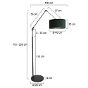 floor lamp PRESTIGE CHIC cylindrical, with switch, with shade, with jointed arm, with plug E27 IP20