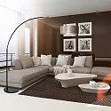 Steinhauer floor lamp SPARKLED LIGHT cylindrical, with switch, with shade, with plug, adjustable E27 IP20, black matt 