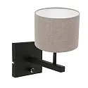 Steinhauer wall luminaire STANG up, cylindrical, with shade E27 IP20, black matt dimmable