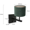 Steinhauer Wandarmatuur STANG up, cilindrisch, met lampenkap E27 IP20, zwart mat dimbaar