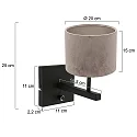 Steinhauer wall luminaire STANG up, cylindrical, with shade E27 IP20, black matt dimmable
