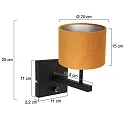 wall luminaire STANG up, cylindrical, with shade E27 IP20, black matt dimmable