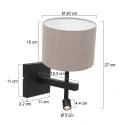 Steinhauer Wandarmatuur STANG met lampenkap, met LED-spot E27 IP20, zwart mat 