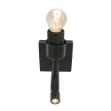 Steinhauer Wandarmatuur STANG met lampenkap, met LED-spot E27 IP20, zwart mat 
