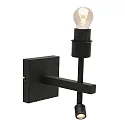Steinhauer wall luminaire STANG with shade, with LED spot E27 IP20, black matt 