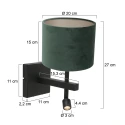 Steinhauer Wandarmatuur STANG met lampenkap, met LED-spot E27 IP20, zwart mat 