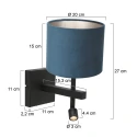 Steinhauer Wandarmatuur STANG met lampenkap, met LED-spot E27 IP20, zwart mat 