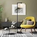 floor lamp STANG down, with switch, with shade, with plug E27 IP20, black matt dimmable