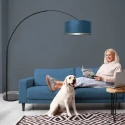Steinhauer Staande lamp SPARKLED LIGHT cilindrisch, met schakelaar, met lampenkap, met stekker, instelbaar E27 IP20, zwart mat 