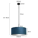 Steinhauer pendant luminaire SPARKLED LIGHT cylindrical, with shade E27 IP20, black matt dimmable