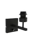 Steinhauer wall luminaire STANG up, cylindrical, with shade E27 IP20, black matt dimmable