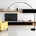 Steinhauer floor lamp SPARKLED LIGHT half round, with switch, with shade, with plug, adjustable E27 IP20, black matt 