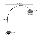 Steinhauer floor lamp SPARKLED LIGHT half round, with switch, with shade, with plug, adjustable E27 IP20, black matt 