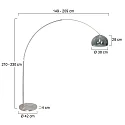 Steinhauer floor lamp SPARKLED LIGHT half round, with switch, with shade, with plug, adjustable E27 IP20, steel brushed 
